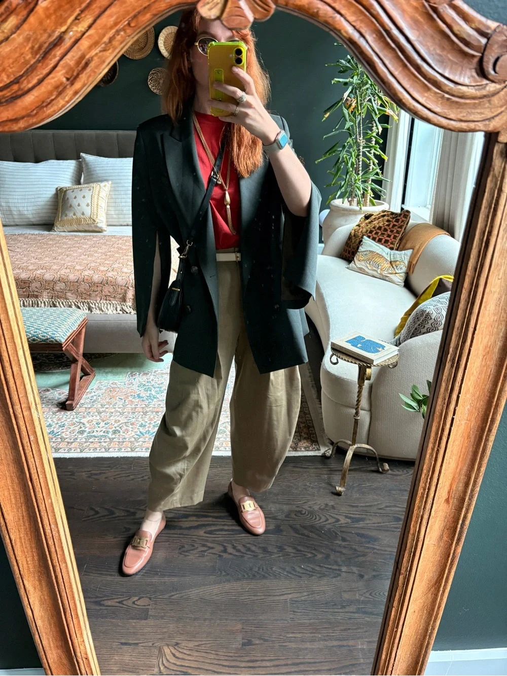 Women’s Tibi Wide-Leg Wool Pleated Pants in Khaki - Picture 2 of 12